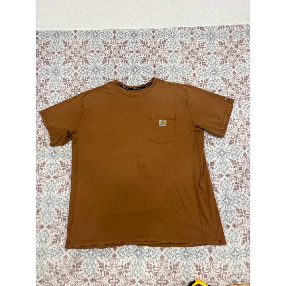 Carhartt Force Mens Brown Short Sleeve Pocket T-Shirt XL Workwear Tee